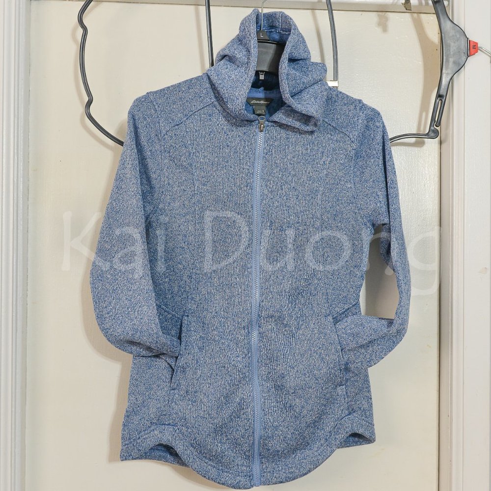 Eddie Bauer women Radiator Fleece 2.0 Long Full-zip hooded Jacket BLUE - Picture 5 of 10